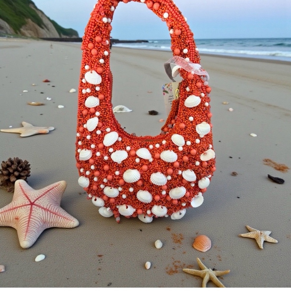 Sea Shell Beaded Boho Bag Handcrafted in India NWT Tik Tok Viral